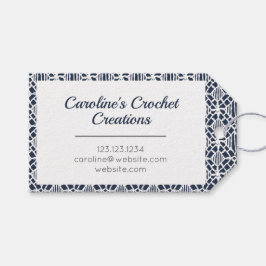 Märkrn Snöre med vit krona Mönster Presentetikett