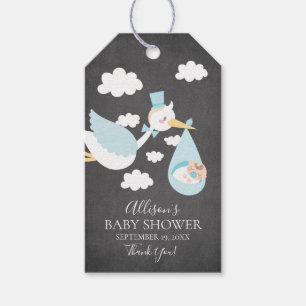 Märkrn Stork Boys Baby Shower Favor Gift Presentetikett