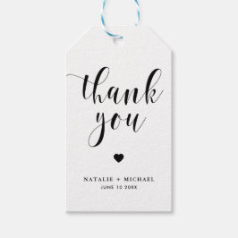 Märkrn Svart fet skript Bröllop Tack Gift Presentetikett