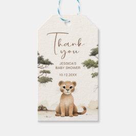 Märkrn Tack Gift med Lejona babyfärger,  med  Presentetikett