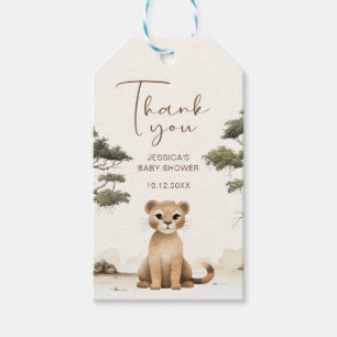 Märkrn Tack Gift med Lejona babyfärger, med Presentetikett