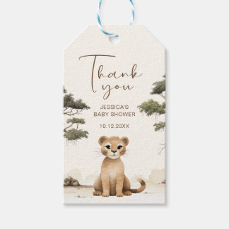 Märkrn Tack Gift med Lejona babyfärger, med Presentetikett