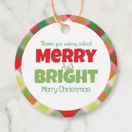 Märkrn tack Merry och Bright Teacher Gift Gåvor Etiketter