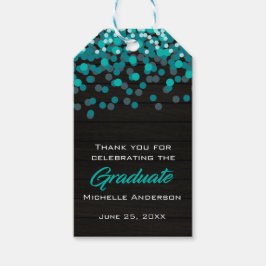 Märkrn Teal Confetti Student Tack Studenten Presentetikett