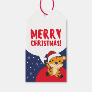 Märkrn Tiger jul Snö Winter Animals Tiger Gift  Presentetikett