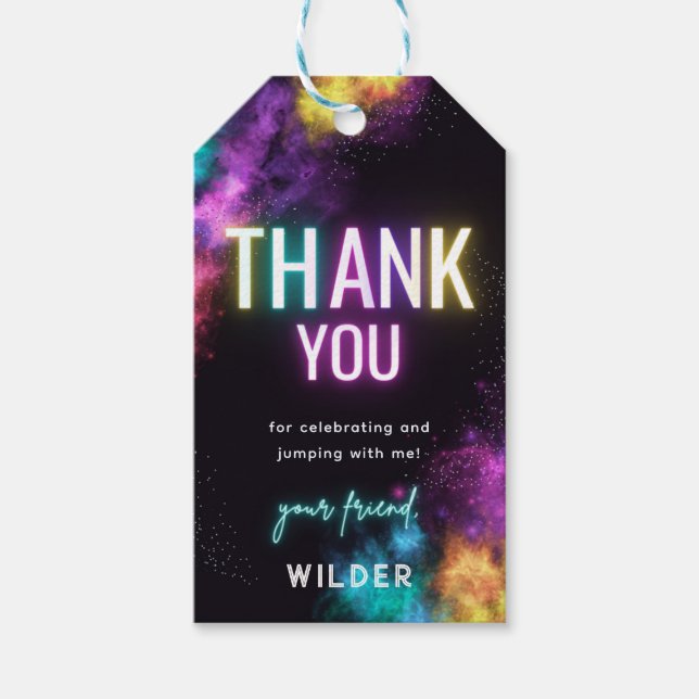 Märkrn Trampoline Party Tack Presentetikett (Framsidan)