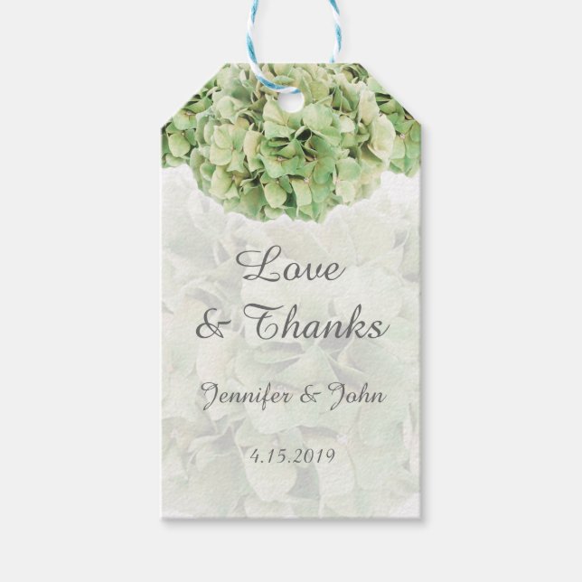 Märkrn trendig Grönt Hydrangeas Wedding Favor Gift Presentetikett (Framsidan)