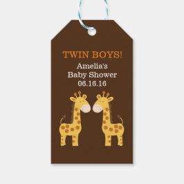 Märkrn Twin Giraffes Baby Shower Gift Presentetikett