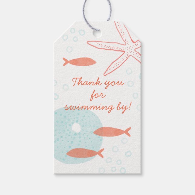 Märkrn Undervattensgåva med vattenfärg Presentetikett (Framsidan)