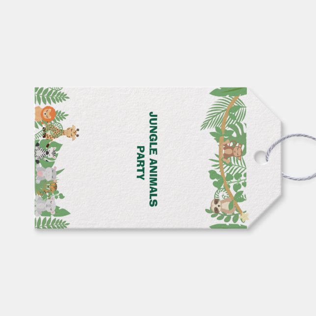 Märkrn Unds Jungle Animals Party Gift Presentetikett (Framsidan (Horisontell))