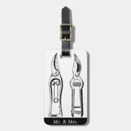 Märkrn vintage Illustration Verktyg Pruners Bagagebricka