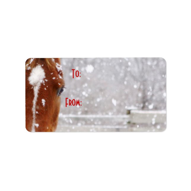 Märkrn Vinter Horse julgåva Adressetikett (Framsidan)