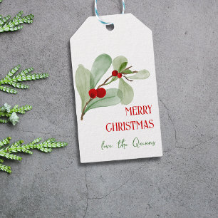 Märkrn Watercolor Greenery God jul Gift Presentetikett