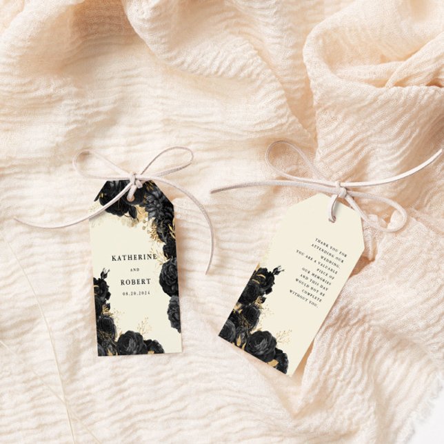 Märkrn Watercolor Guld Black Ro Bröllop Gift Presentetikett (Skapare uppladdad)