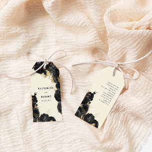 Märkrn Watercolor Guld Black Ro Bröllop Gift Presentetikett