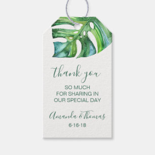 Märkrn Watercolor Tropical Löv Wedding Favor Presentetikett