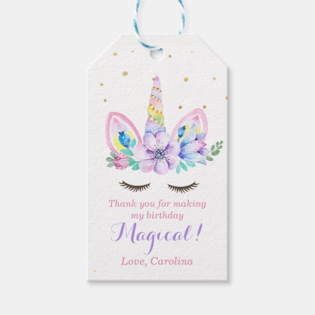 Märkrn Watercolor Unicorn Gift Presentetikett (Framsidan)