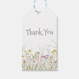 Märkrn Watercolor Wildblomma Tack Presentetikett