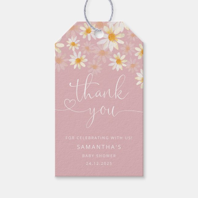 Märkrn Watercolor Wildblomma Tack Presentetikett (Framsidan)