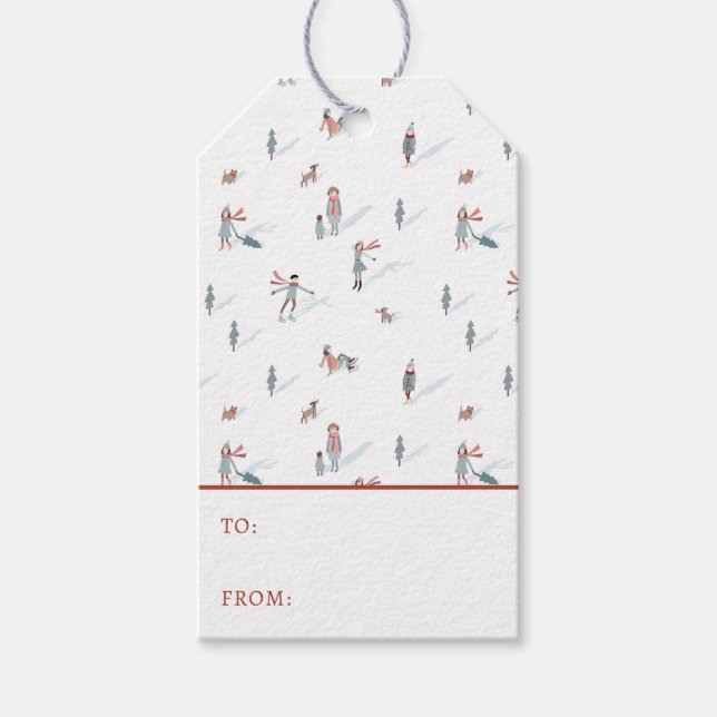 Märkrn Winter Helgdag Gift Presentetikett (Framsidan)