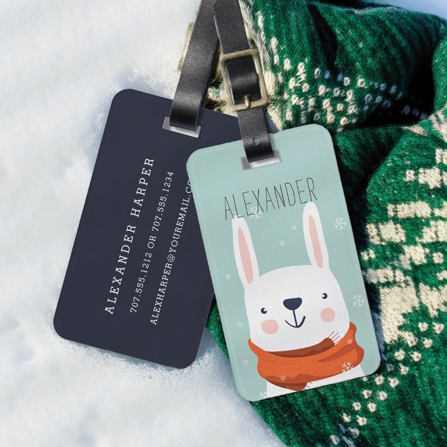 Märkrn Winter Rabbit Personlig Bag | Mint Bagagebricka (Skapare uppladdad)