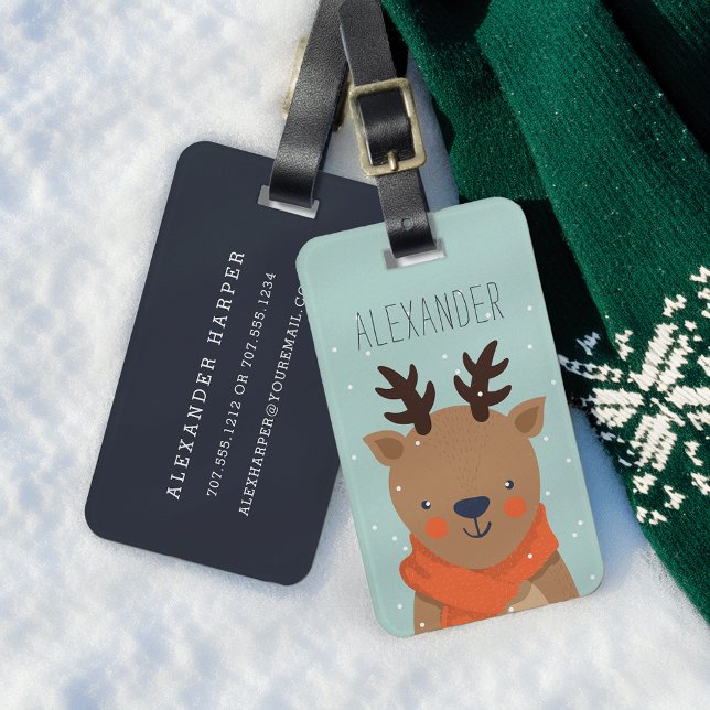Märkrn Winter Reindeer Personlig Bag | Mint Bagagebricka (Skapare uppladdad)