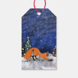 Märkrn Yawning Fox Winter Gift Presentetikett