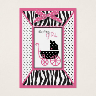 Märkrn zebra tryck & Baby Carriage Gift Visitkort
