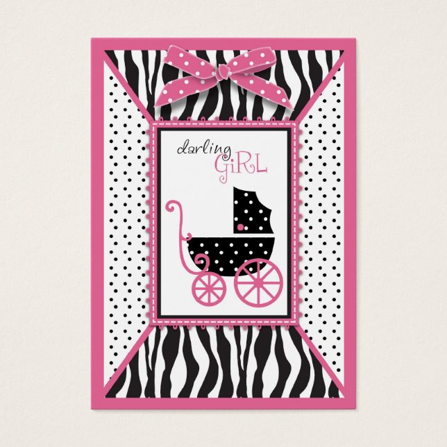 Märkrn zebra tryck & Baby Carriage Gift Visitkort (Framsidan)