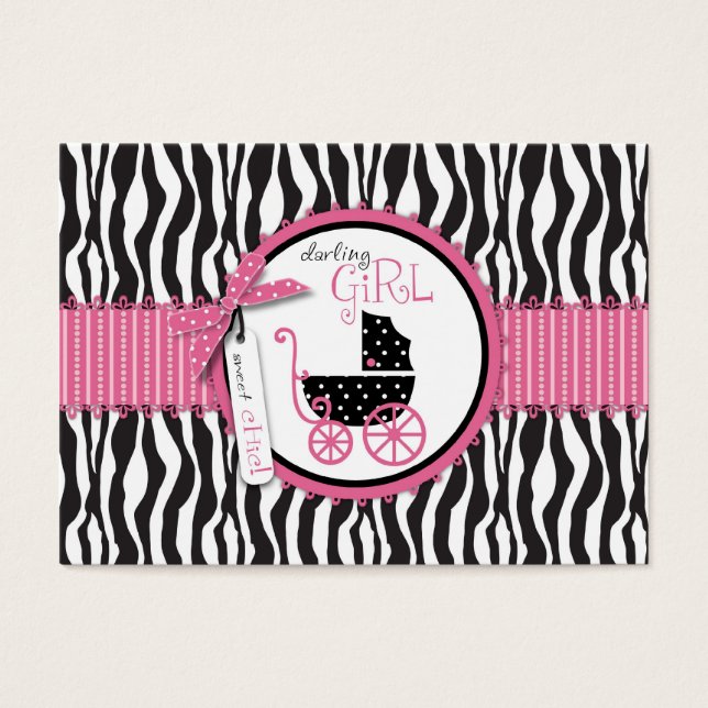 Märkrn zebra tryck & Baby Carriage Gift Visitkort (Framsidan)