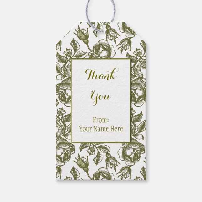 Märkrna anpassningsbar White och Faux Guld Ro Möns Presentetikett (Framsidan)