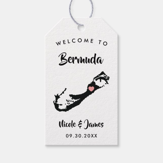Märkrna Bermuda Bröllop Välkommen Bag, Karta Presentetikett (Framsidan)