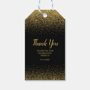 Märkrna Black och Guld Glitter Gift Presentetikett