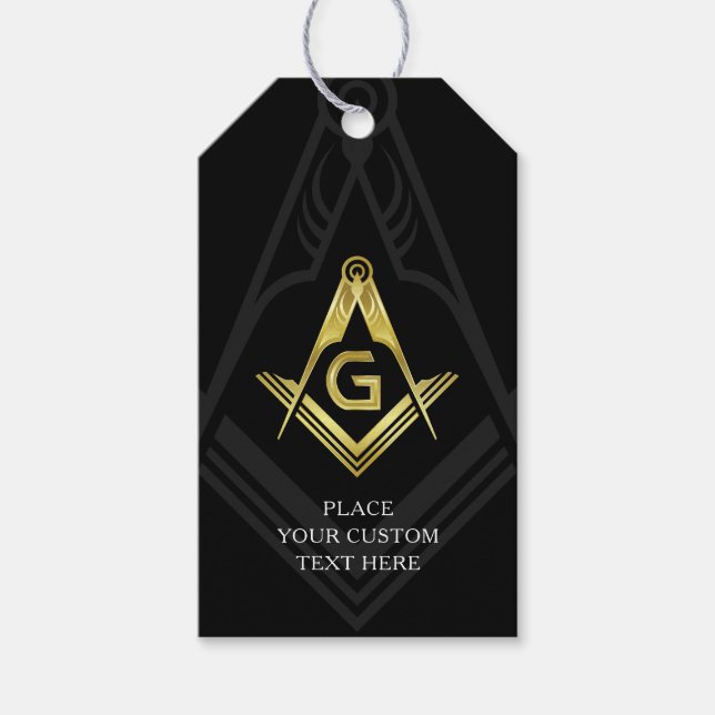 Märkrna Black och Guld Masonic Gift | Freemason Pa Presentetikett (Framsidan)