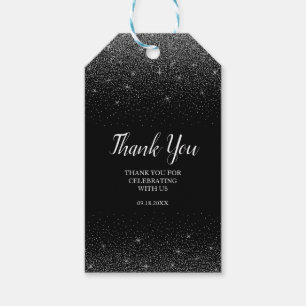 Märkrna Black och Silver Glitter Gift Presentetikett