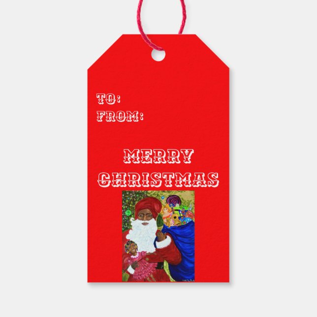 Märkrna Black Santa Personlig Gift - jul Presentetikett (Baksidan)