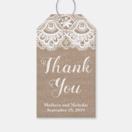 Märkrna Burlap och Snöre Wedding Favor Gift, Rusti Presentetikett