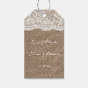 Märkrna för insamling av Burlap & Snöre Bröllop Presentetikett