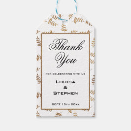 Märkrna guld och vita Tack Presentetikett