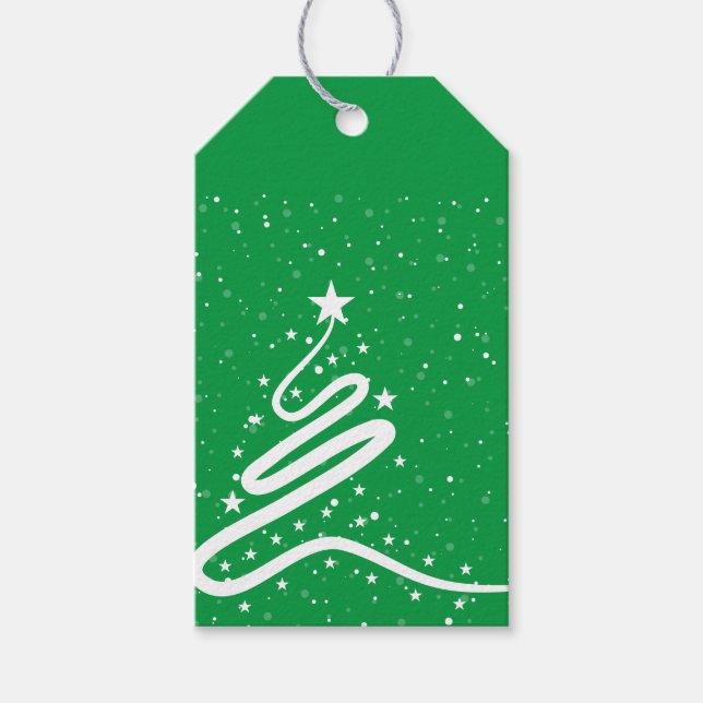 Märkrna julgran och Snowfall Gift Presentetikett (Framsidan)