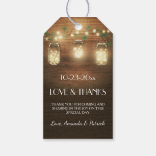 Märkrna land Rustic Mason Burk Bröllop Tack Presentetikett
