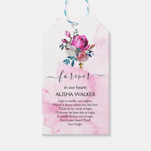 Märkrna lila blommor Funeral Memorial Gift Presentetikett (Framsidan)