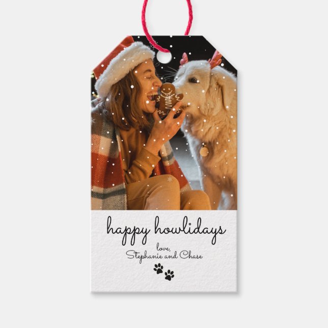 Märkrna Lycklig Howlidays Minimal jul Pet Gift Presentetikett (Framsidan)