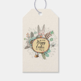 Märkrna påsk (kanin och blommor) presentetikett