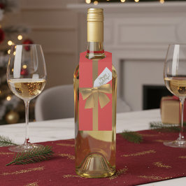 Märkrna Red & Guld Bow Lycklig Helgdag jul i Flask