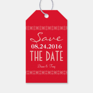 Märkrna Red Modern Save the Date Wedasbröllop Favo Presentetikett