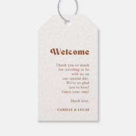 Märkrna Retro Terracotta Bröllop Välkommen Gift Presentetikett