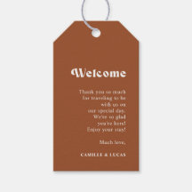 Märkrna Retro Terracotta Bröllop Välkommen Gift