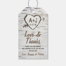 Märkrna Rustic Birch Träd Bark Bröllop Tack Presentetikett