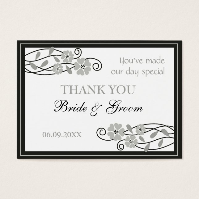Märkrna silver Flowers Wedding Favor Gift Visitkort (Framsidan)